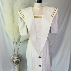 Vintage 80’s Ann Tobias cream and Gold sailor inspired dress